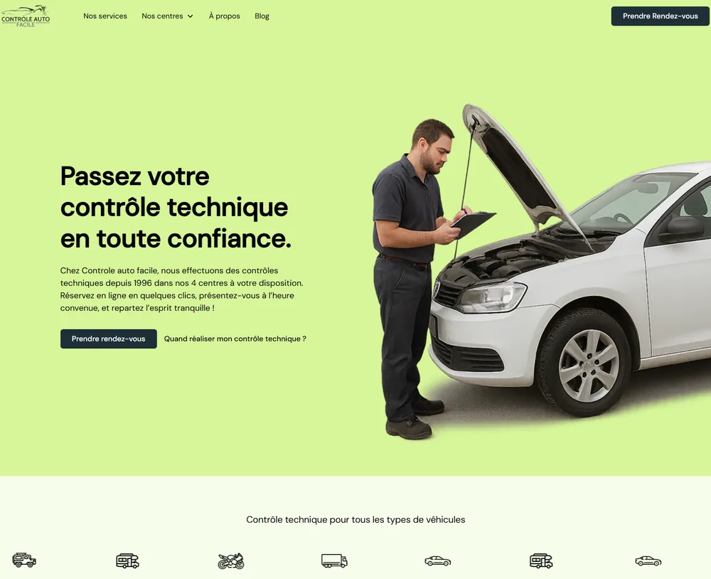 Aperçu du site Contrôle Auto Facile